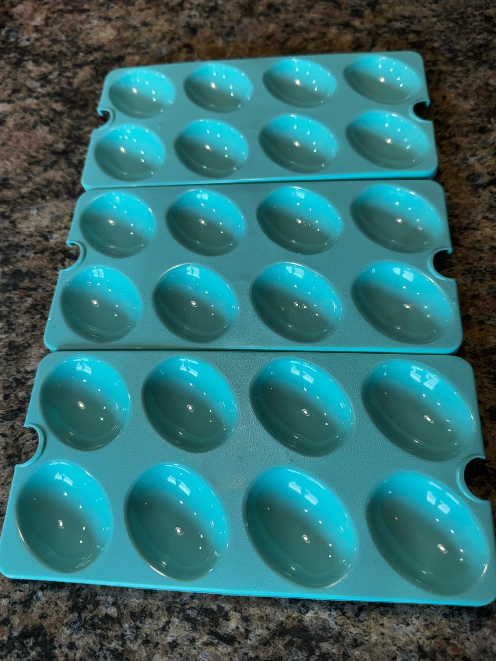 Tupperware Egg Trays Set of 3 Holds 24 Eggs Deviled Egg Holder Aqua Mint Easter